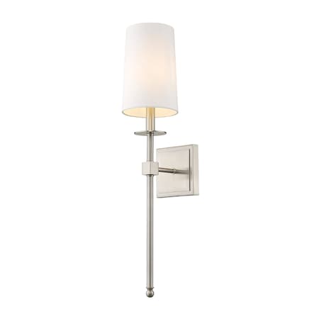 Z-Lite Camila 1 Light Wall Sconce, Brushed Nickel & White 811-1S-BN